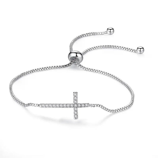 Copper Cross Geometric Bracelet with Sparkling Cubic Zirconia