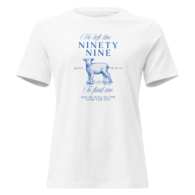 "He left the 99 to find me" Classic White Short Sleeve Tee