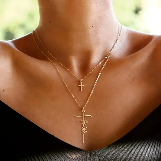 Layered Cross Faith Necklace