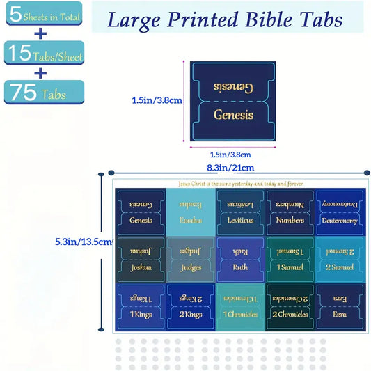 75 Large Print Laminated Bible Tabs