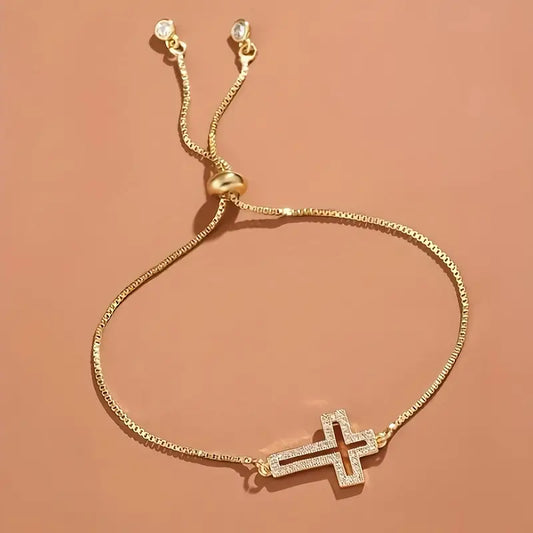 Rhinestone Cross Bracelet