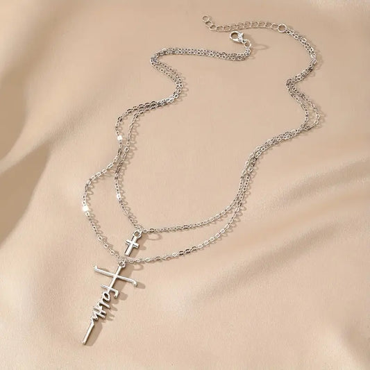 Layered Cross Faith Necklace