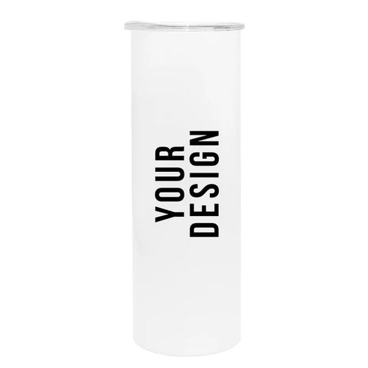 Custom Double wall 20oz Stainless Steel Skinny Tumbler (White)