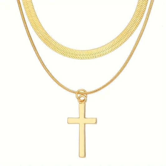 Double Layer Cross Necklace