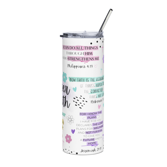Double Wall 20oz Stainless Steel Skinny Tumbler (White)