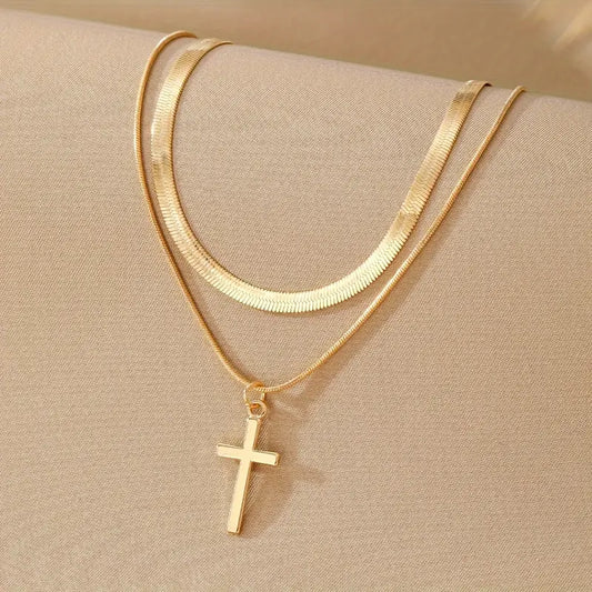 Double Layer Cross Necklace
