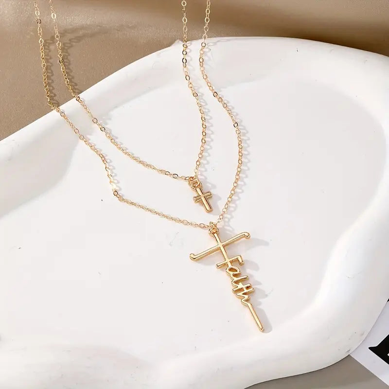 Layered Cross Faith Necklace