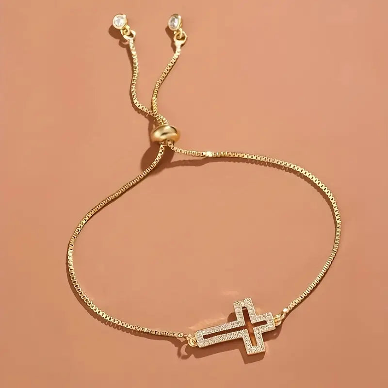 Rhinestone Cross Bracelet